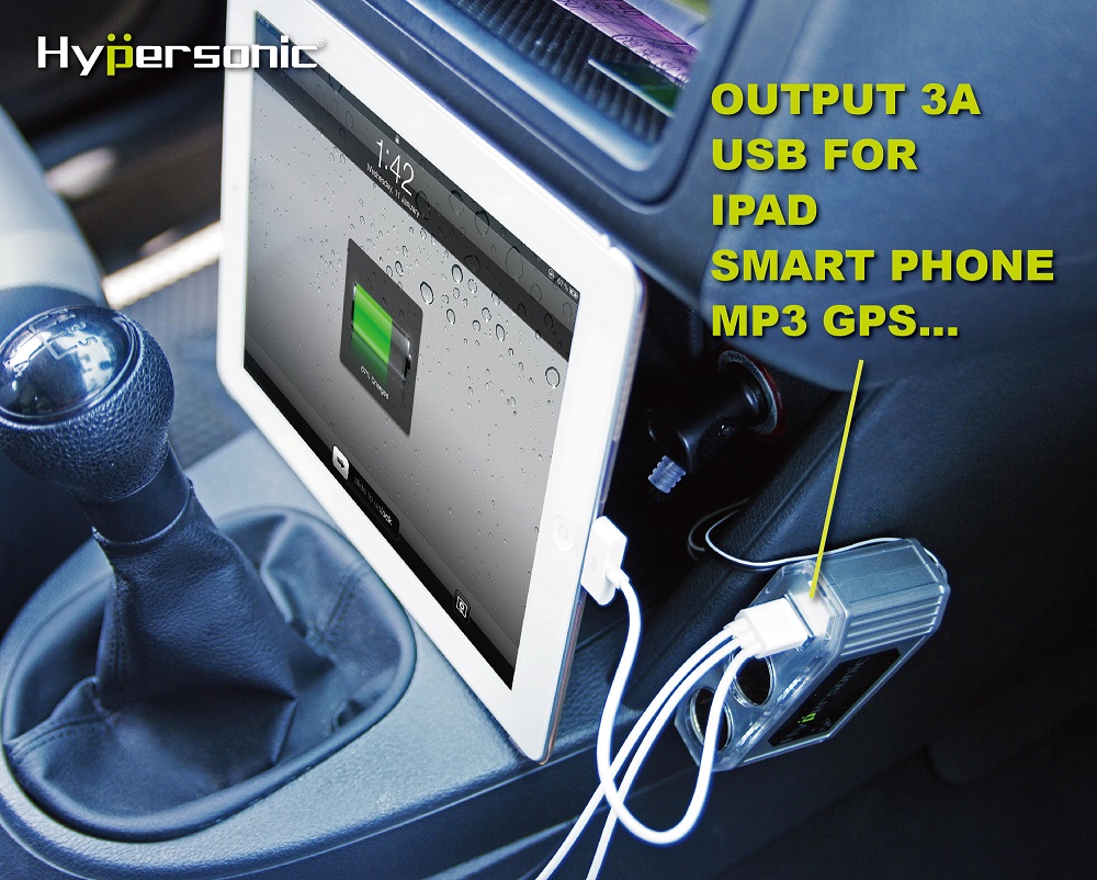 Universal Car USB Socket + 2 Cigarette Sockets Charger HP2678