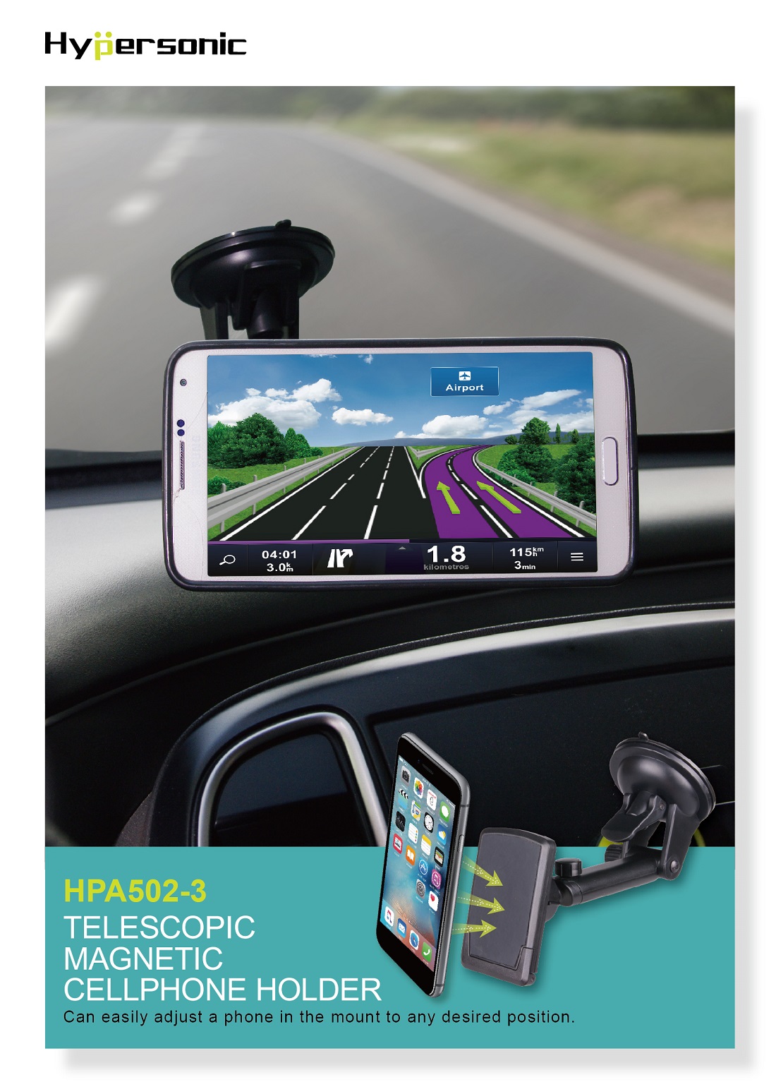 Car Windshield Mount for Cell Phone HPA502-3