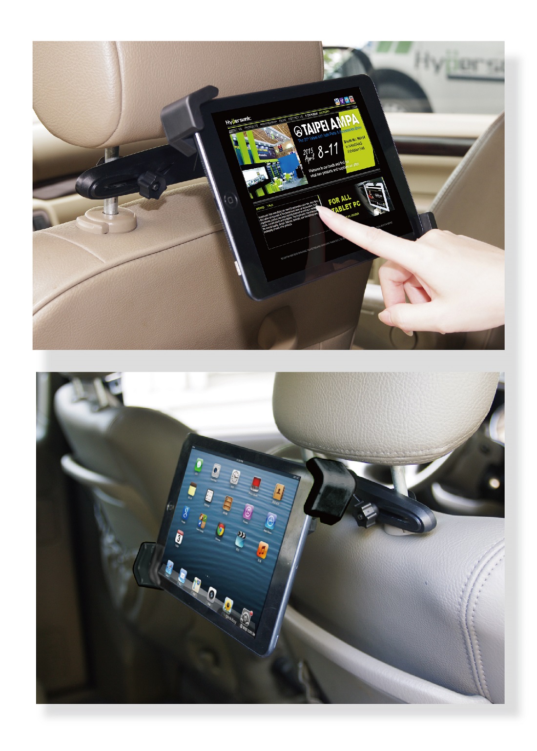 2-in-1 Car Headrest Mount Stand Tablet Holder HPA571