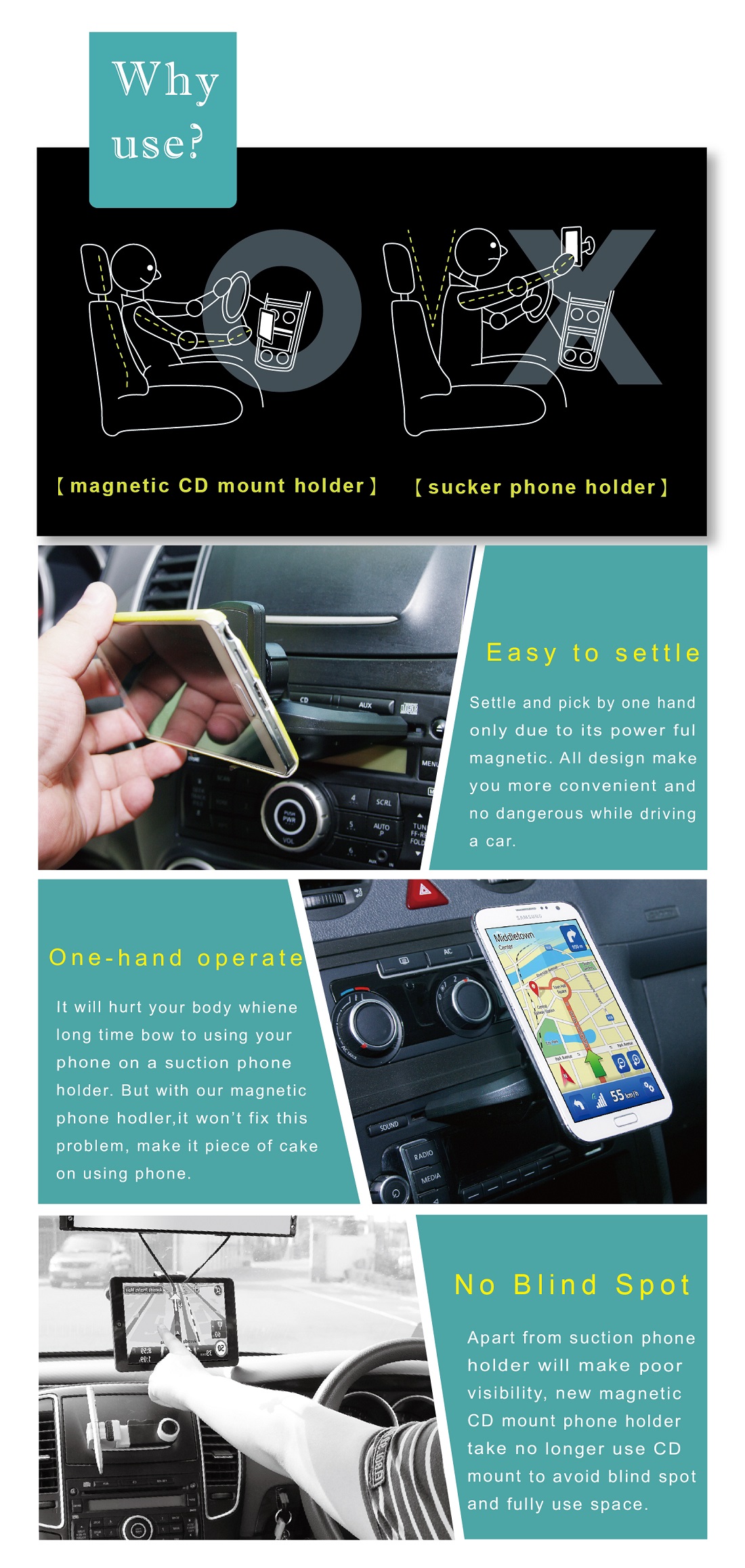 Universal CD Slot Magnetic Car Phone Holder HPA585