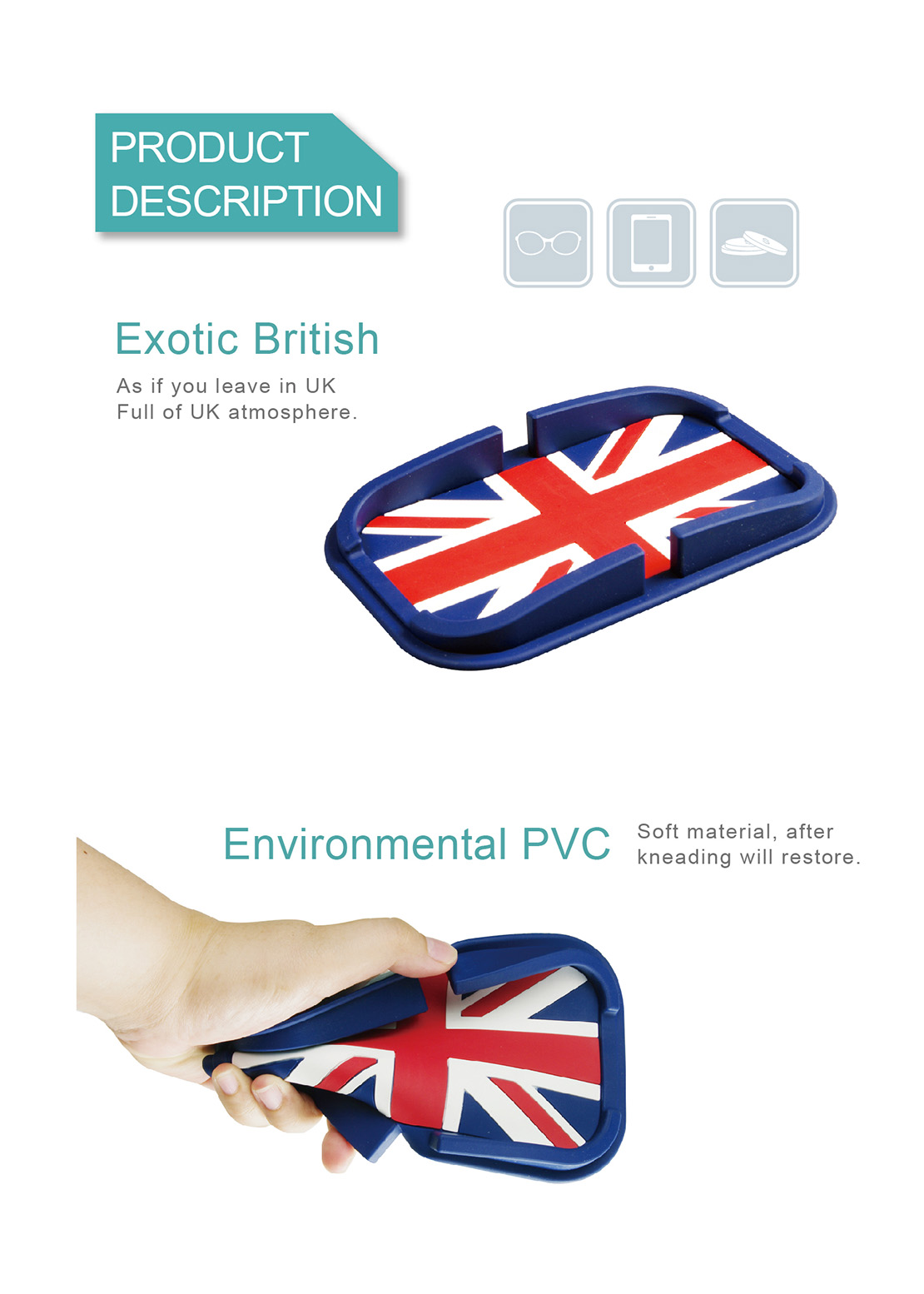 PVC Durable British Phone Holder Anti-Slip Pad HP3518