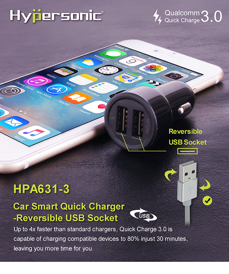 Car Reversal USB QC Charger HPA631