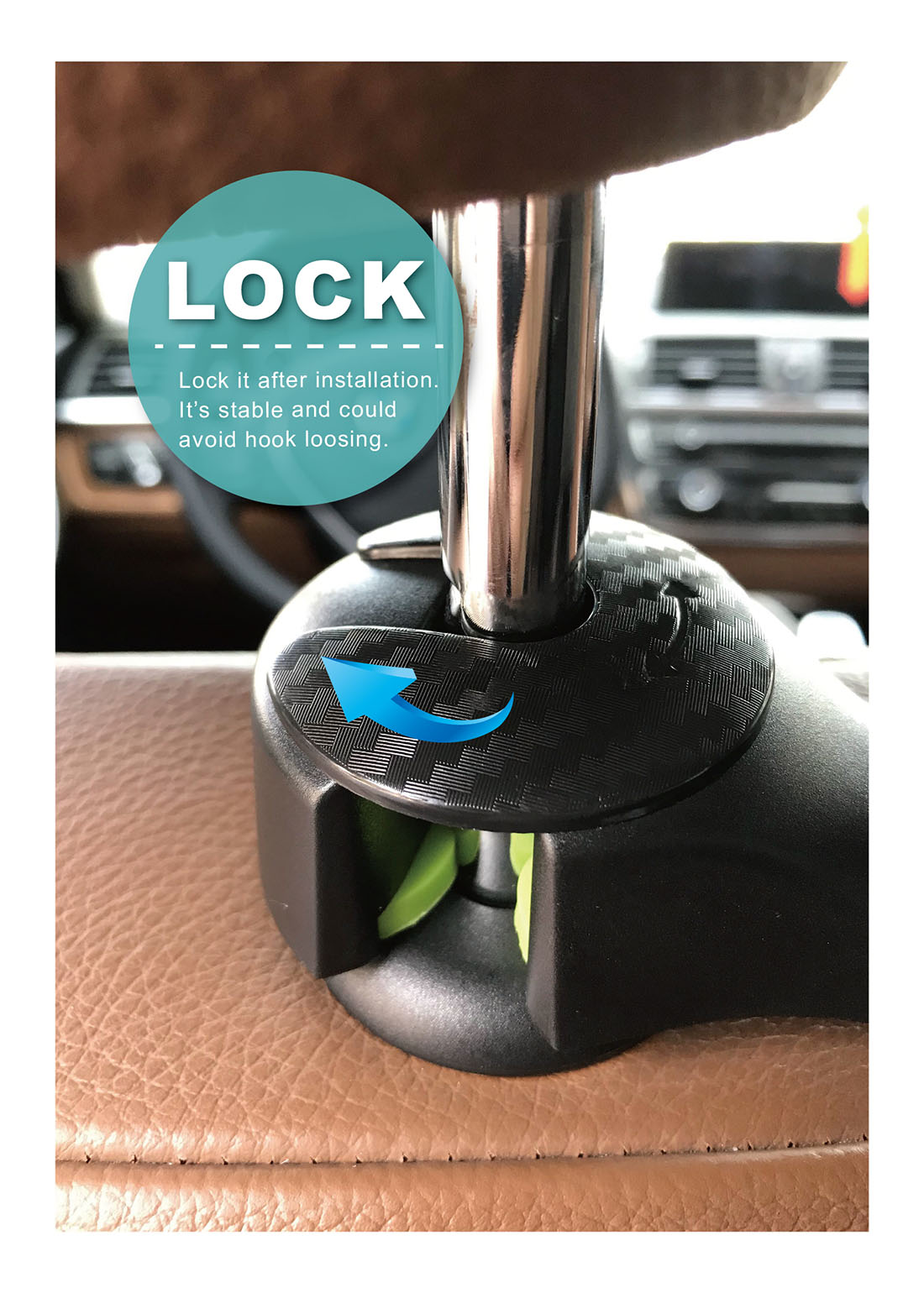 CAR HEADEREST HOOK WITH PHONE MOUNT HPA526