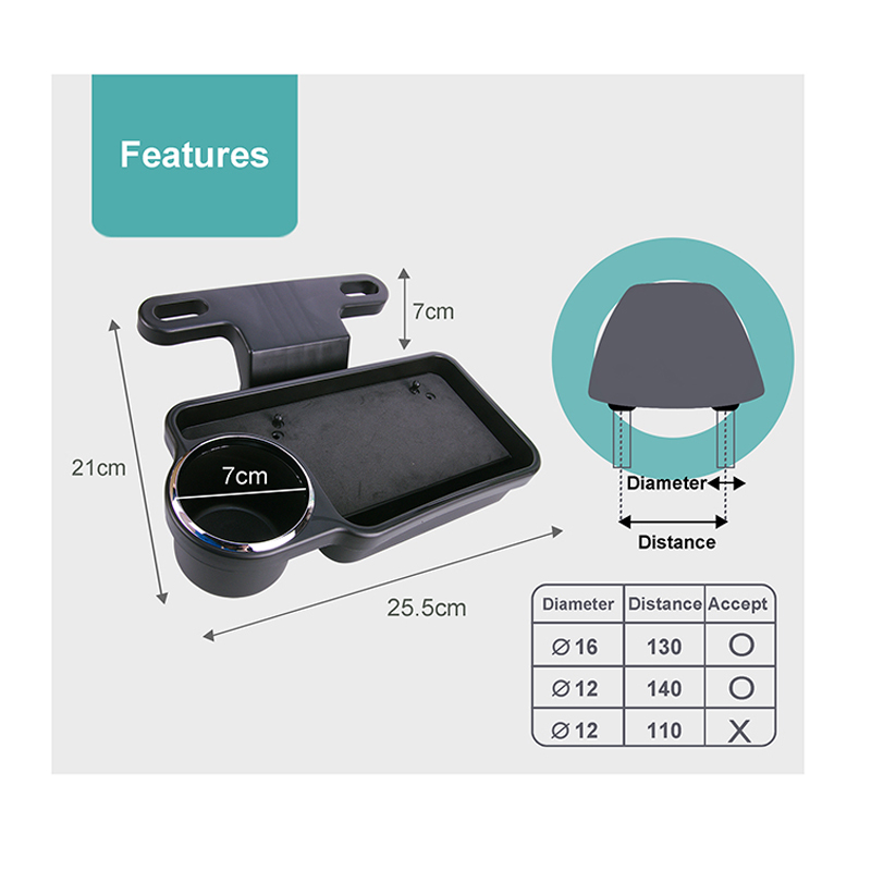 HEADREST DRINK MOBILE PHONE TRAY HPA597