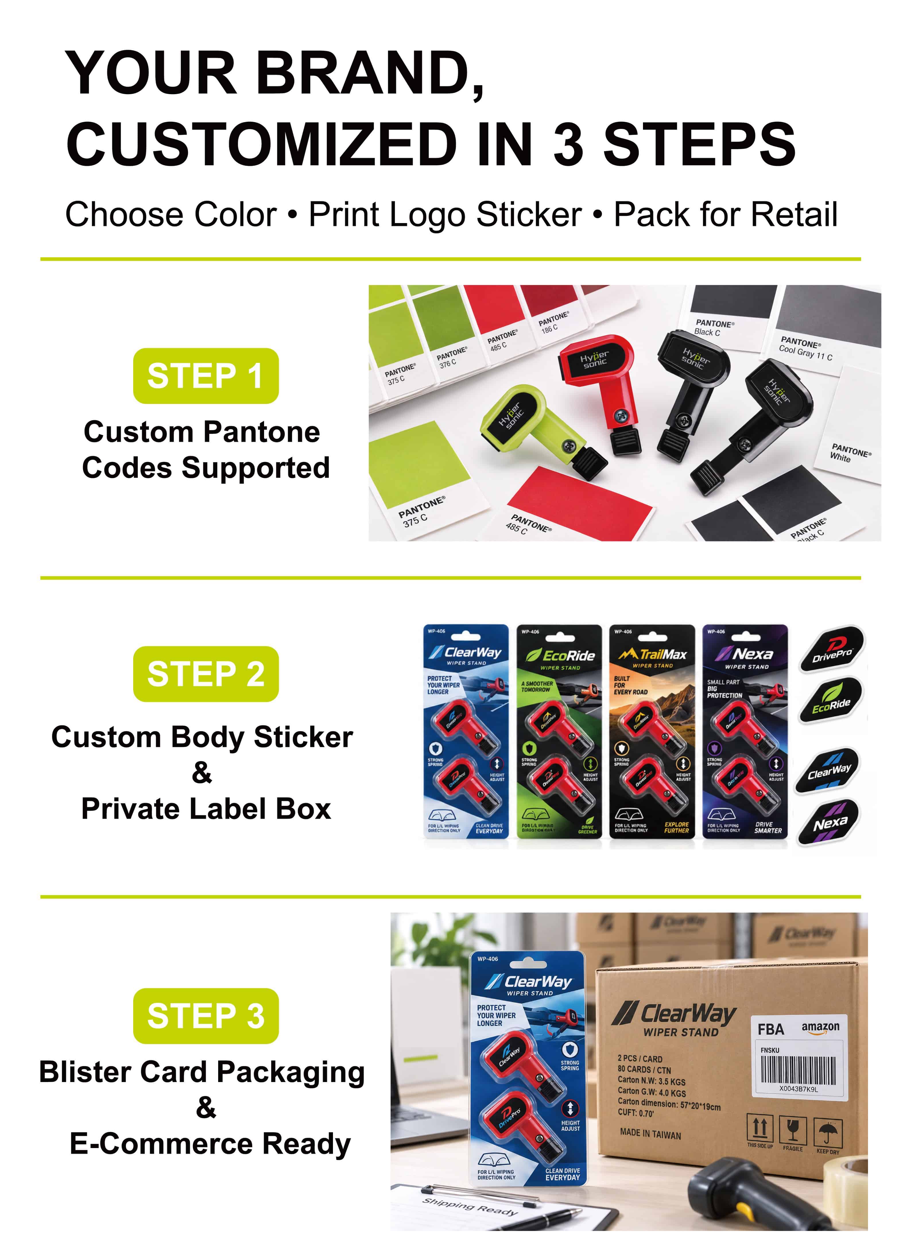 Custom logo branding option for Hypersonic wiper stand private label orders